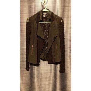 Wet Seal black jacket with lace sleeves and back